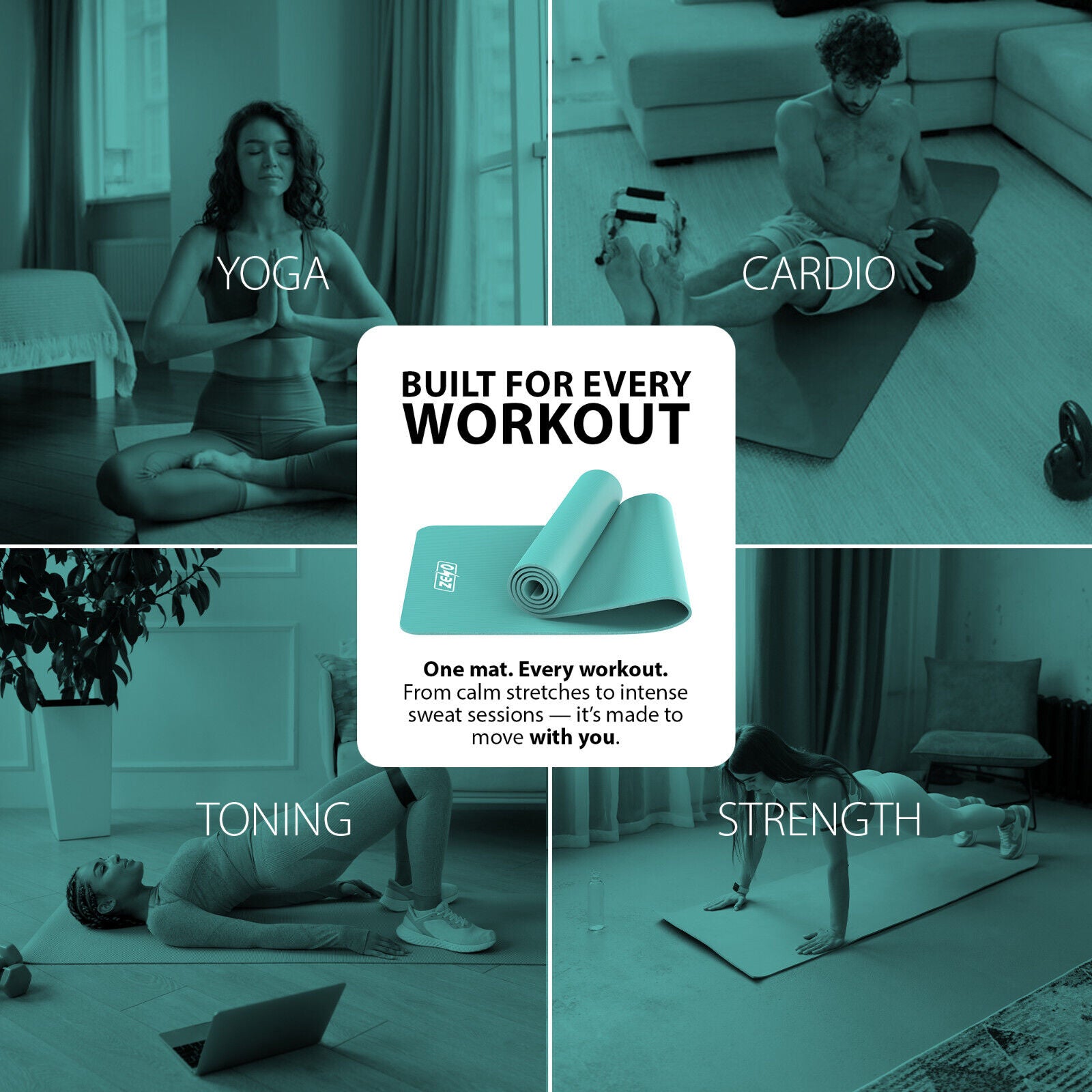 YOGA MAT 10MM THICK EXERCISE MAT GYM WORKOUT FITNESS PILATES HOME NON SLIP NBR