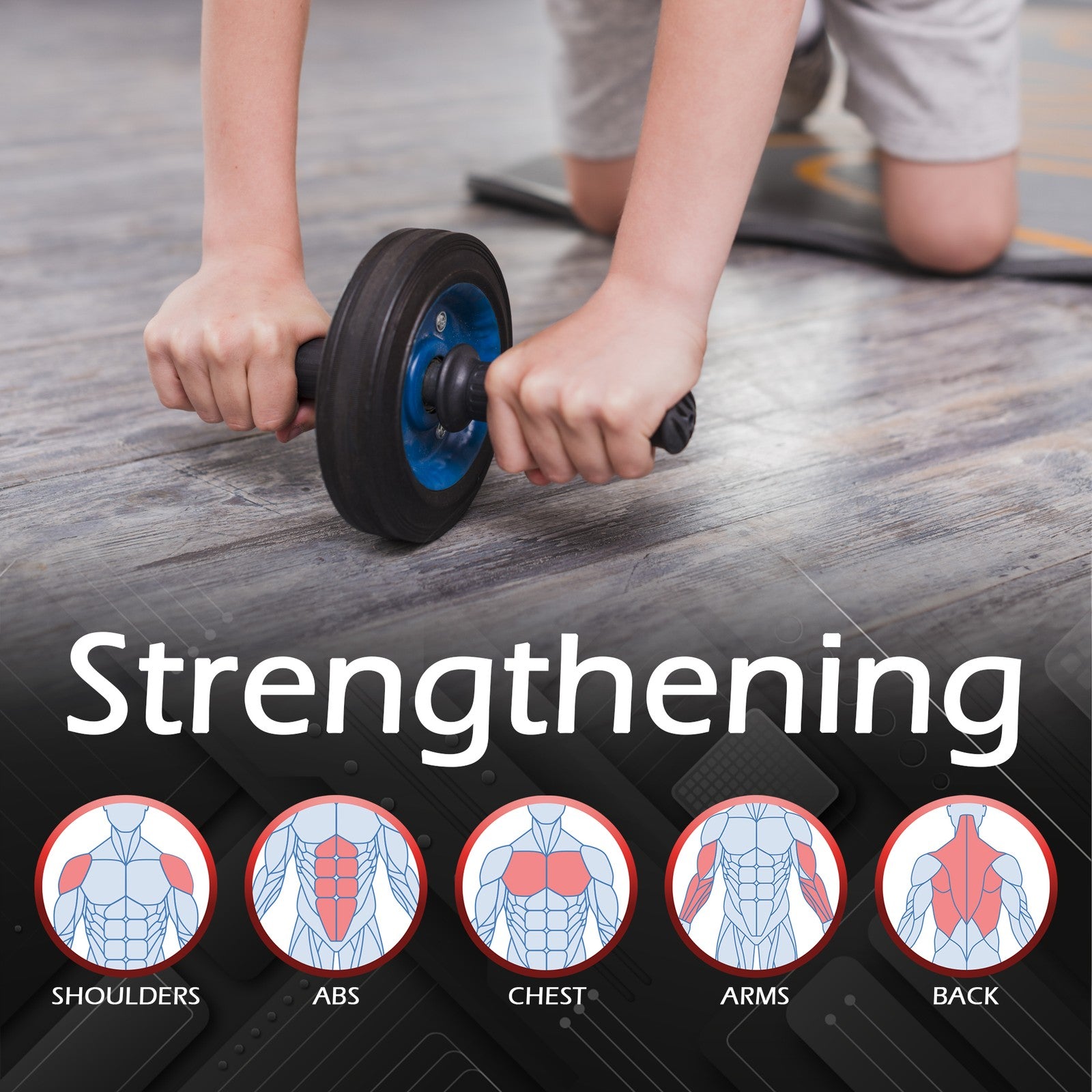 Abdominal Exercise Ab Roller Wheel Strength Training Workout Home Gym Foam Abs