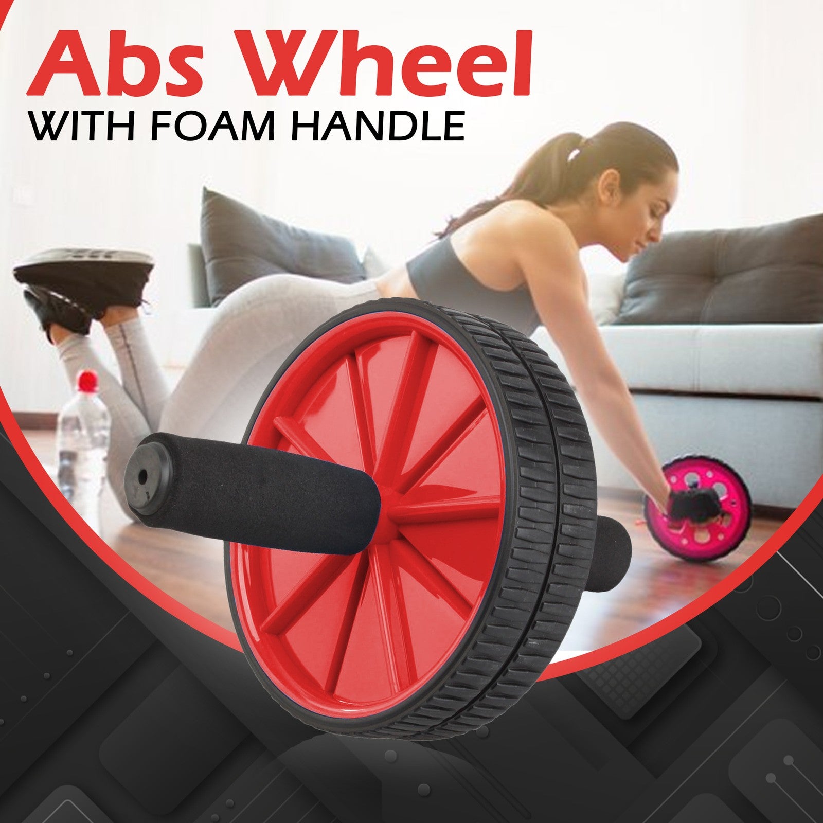 Abdominal Exercise Ab Roller Wheel Strength Training Workout Home Gym Foam Abs