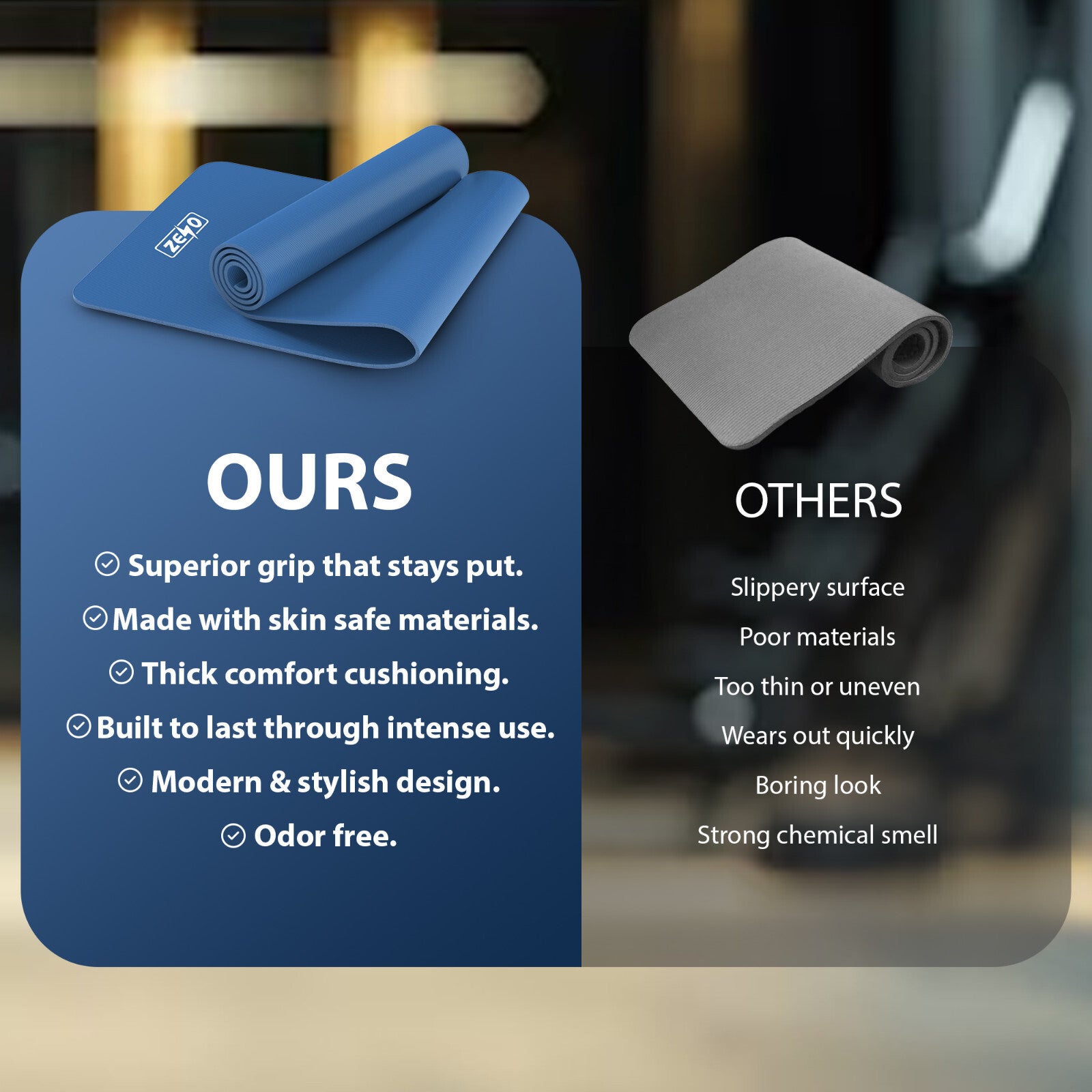 YOGA MAT 10MM THICK EXERCISE MAT GYM WORKOUT FITNESS PILATES HOME NON SLIP NBR