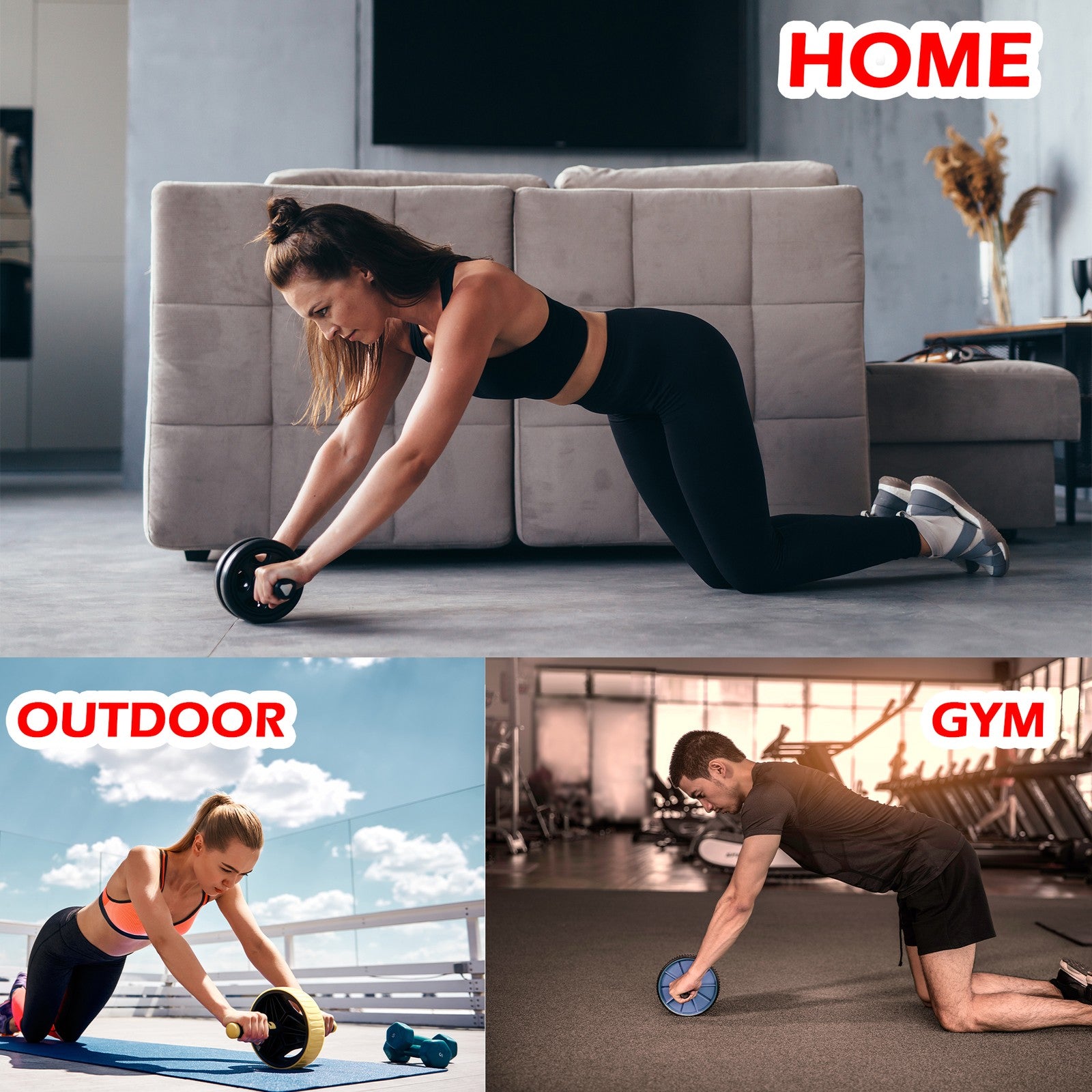 Abdominal Exercise Ab Roller Wheel Strength Training Workout Home Gym Foam Abs