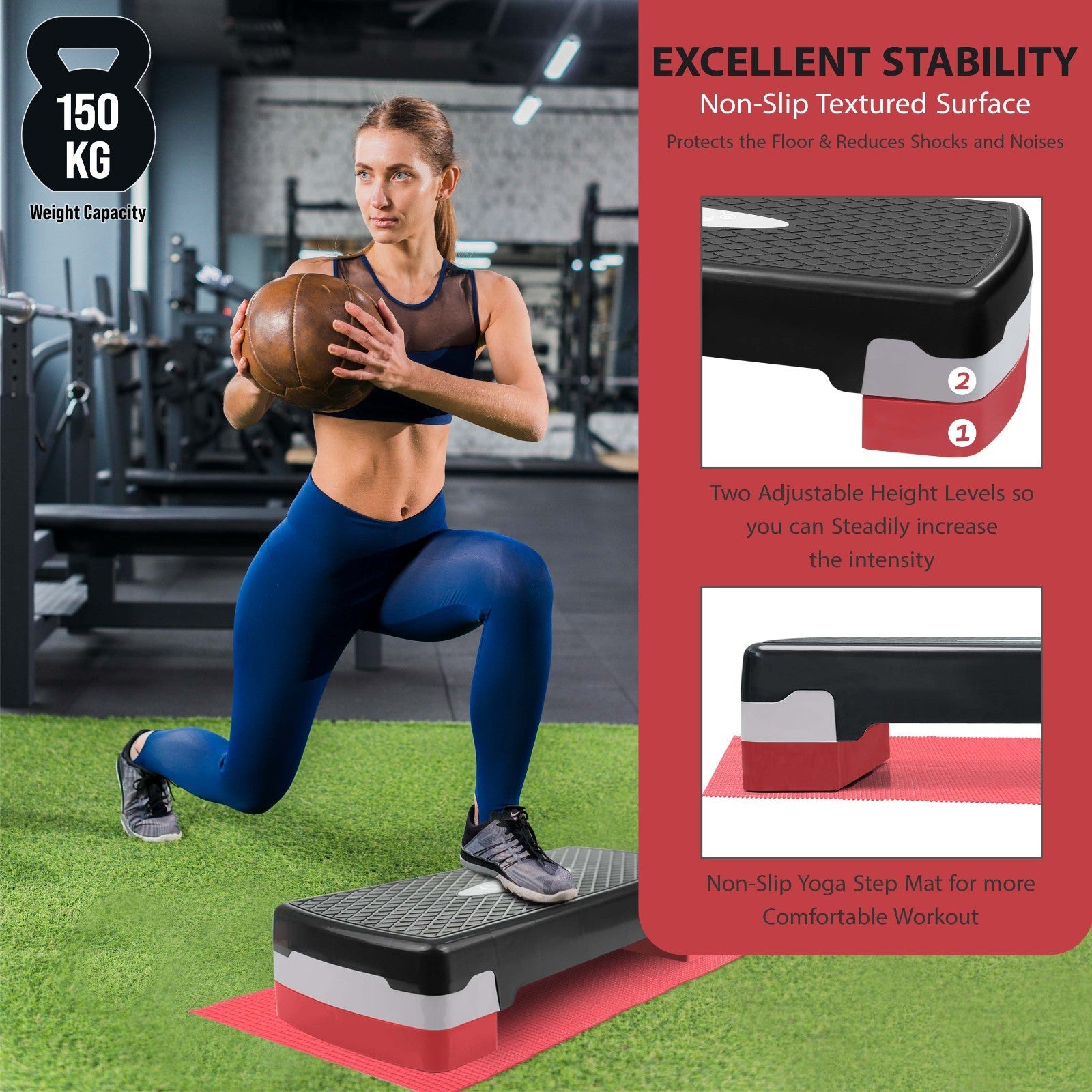 Non Slip Aerobic Stepper Yoga Step Board Gym Fitness Exercise Cardio Home Yoga